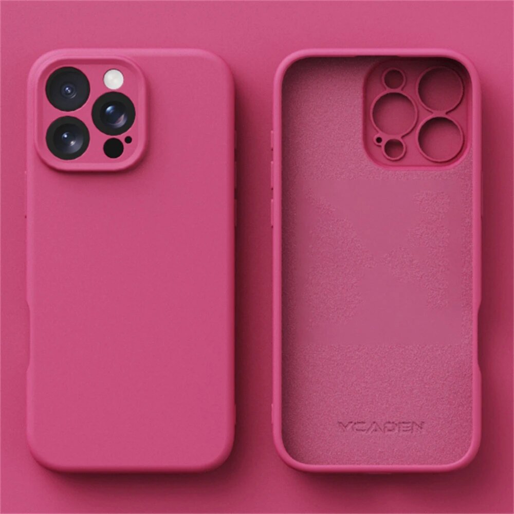 Противоударный силиконовый чехол Candy Colour с прямой рамкой и защитой Pitaya, For iphone 16 ProMax