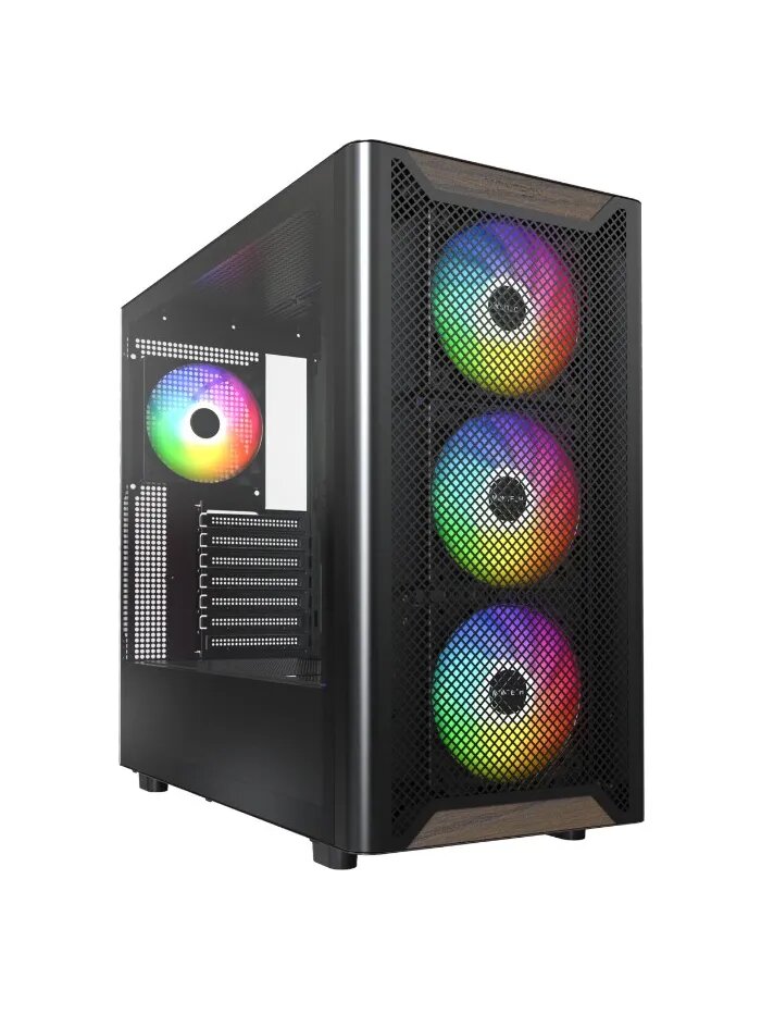 Корпус Montech XR WOOD BLACK черный, Mid Tower без блока питания