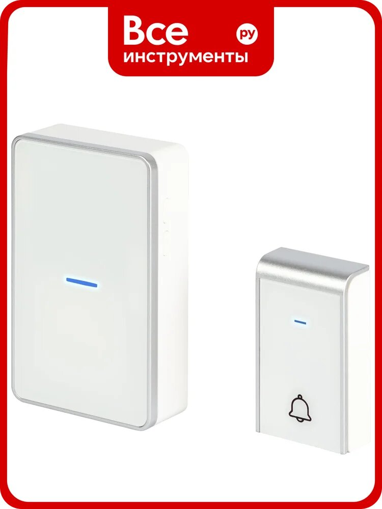 Звонок дверной ЭРА C103W беспроводной LED подсветка IP44 150 м белый 38 мелодий Б0072157