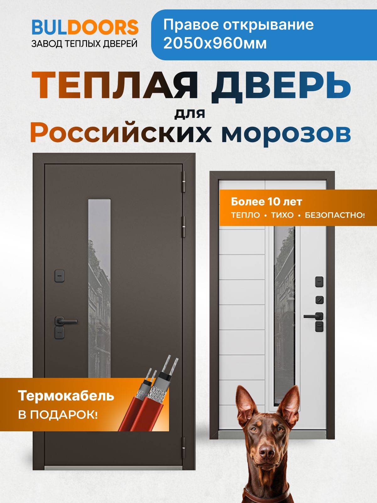 Завод теплых дверей BULDOORS Дверь входная металлическая для дома с терморазрывом TERMO Premium 6pro-960Пр8019