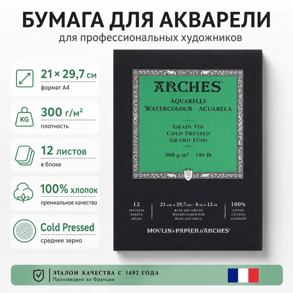 Arches Бумага для рисования, 12 лист, шт