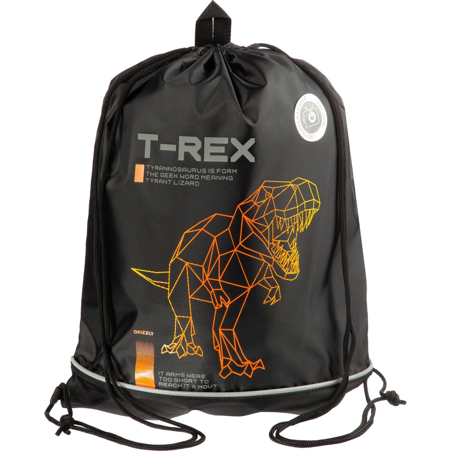 Grizzly Мешок для сменной обуви Grizzly 580х400 мм чёрный с карманом, с светоотражающими элементами (OM-51-117/1)