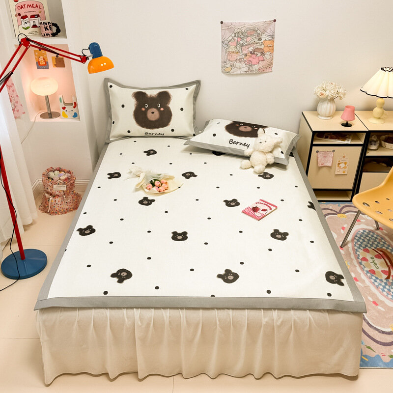 Охлаждающий коврик из ледяного шелка Teddy Bear серый комплект 3 шт 180x200 см летний комплект для постели