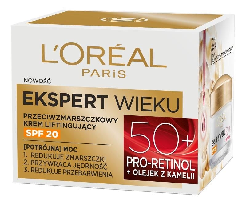 Крем для ухода за кожей L'Oreal Paris Pro Retinol 50+, лифтинг-крем, противоморщинный дневной, SPF20, 50 мл