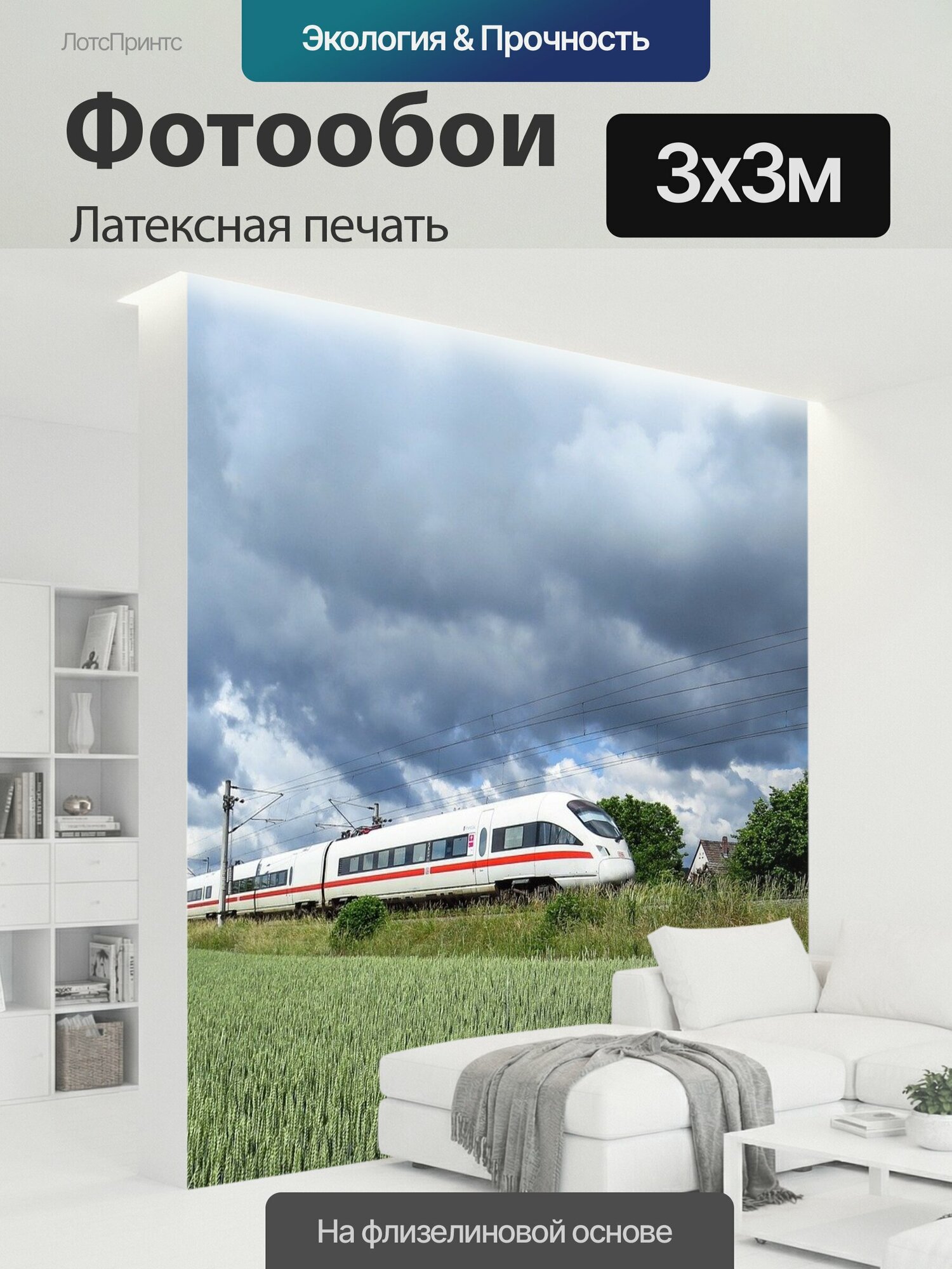 Фотообои моющиеся ударопрочные "Междугородний экспресс, лед, поезда" 300x300 см. латексная печать