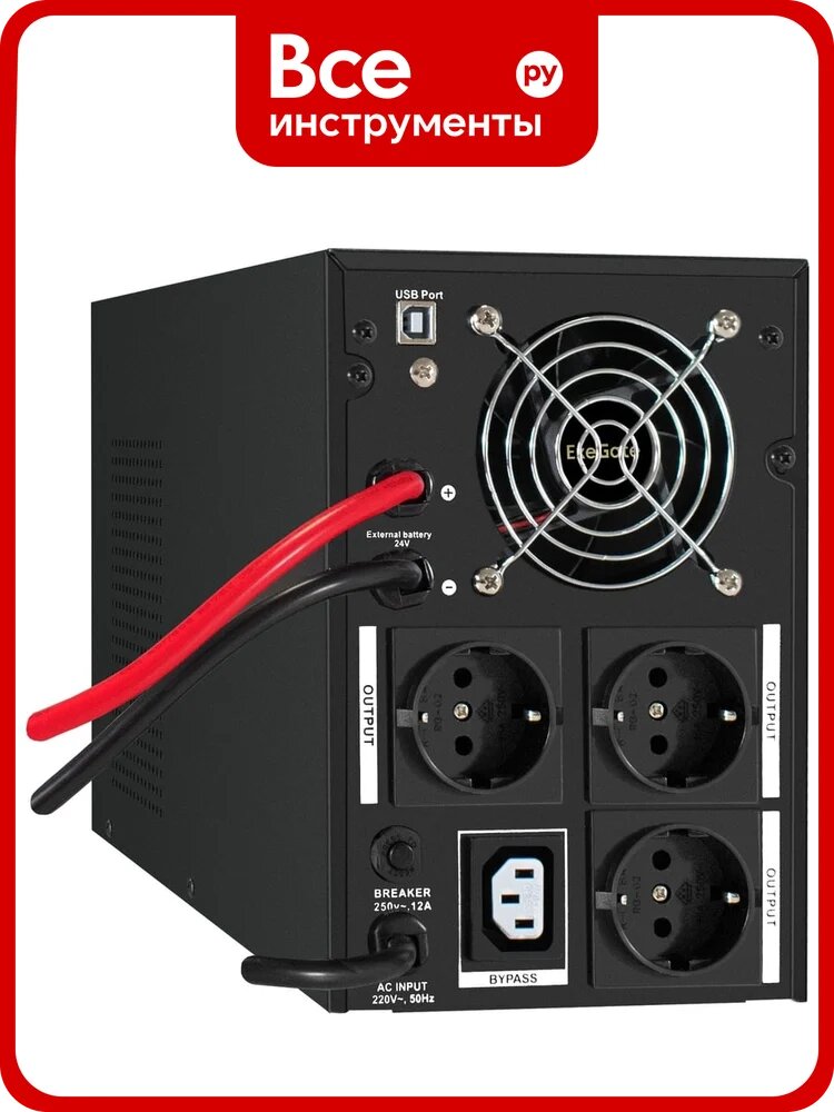 Комплект ИБП ExeGate EX295989RUS + батарея 100Aч EX285656RUS 2шт инвертор, синус, для котла SineTower SZ-2000. LCD. AVR.3SH.1C13. USB 2000VA/1600W, чистый синус 296851