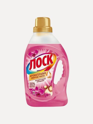 Изображение товара Гель для стирки Лоск Ароматерапия 1.46 л для цветного и белого белья с эфирными маслами орхидеи и маслом макадамии