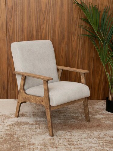 Изображение товара Кресло в гостиную ZASIDELIS "Чили" мягкое, велюр, светло-серый/коричневый 1 шт.