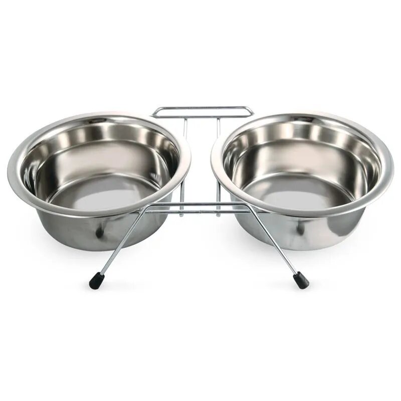 Миска металлическая на подставке , 2*0,40л