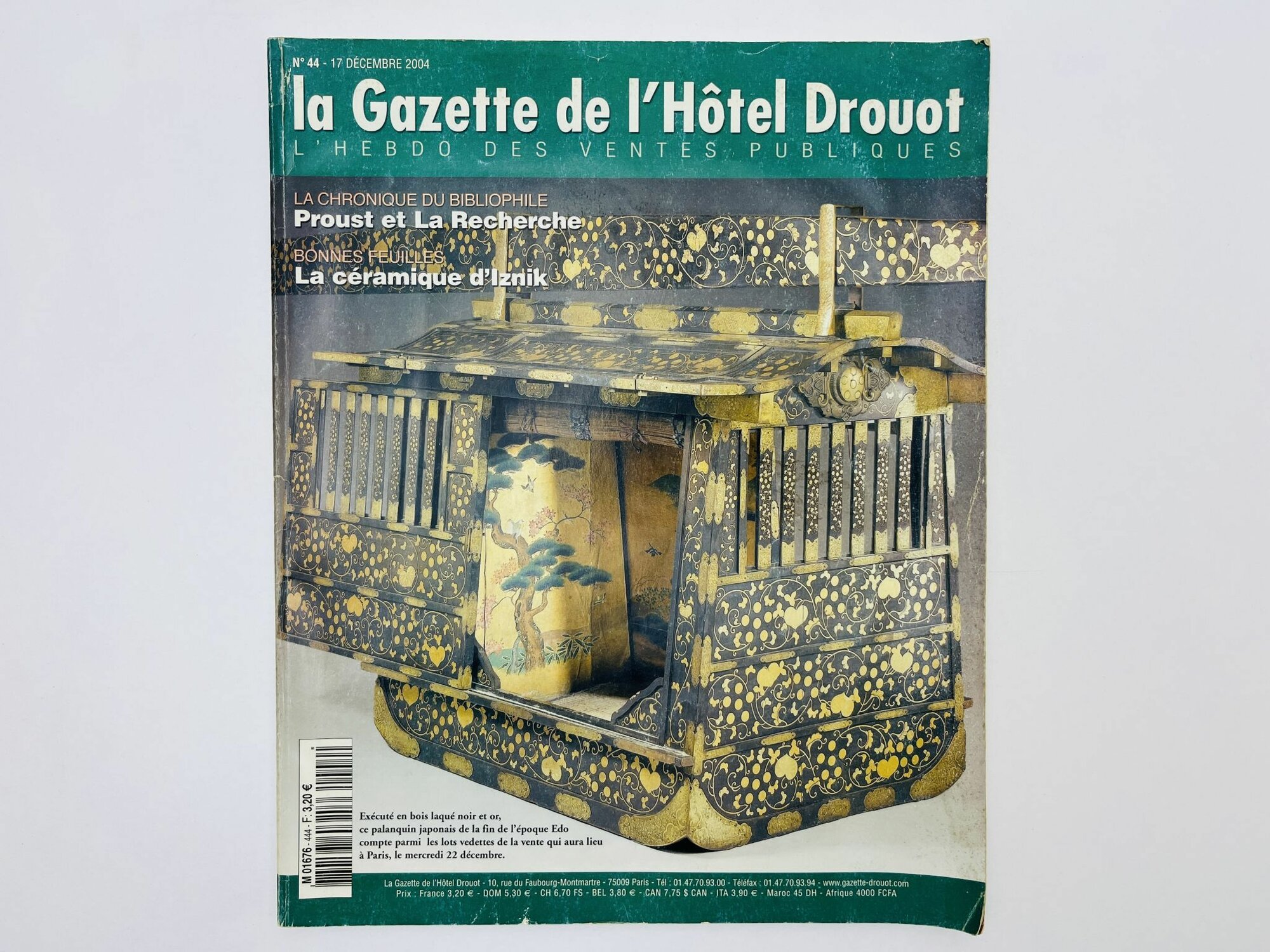 La Gazette de l'Hotel Drouot Вестник аукционного дома Друо . № 44. 17 декабря 2004 г. В номере: История торгов Друо; веера Павла I и золото Романовых; обзор цен на японский лак и африканские маски