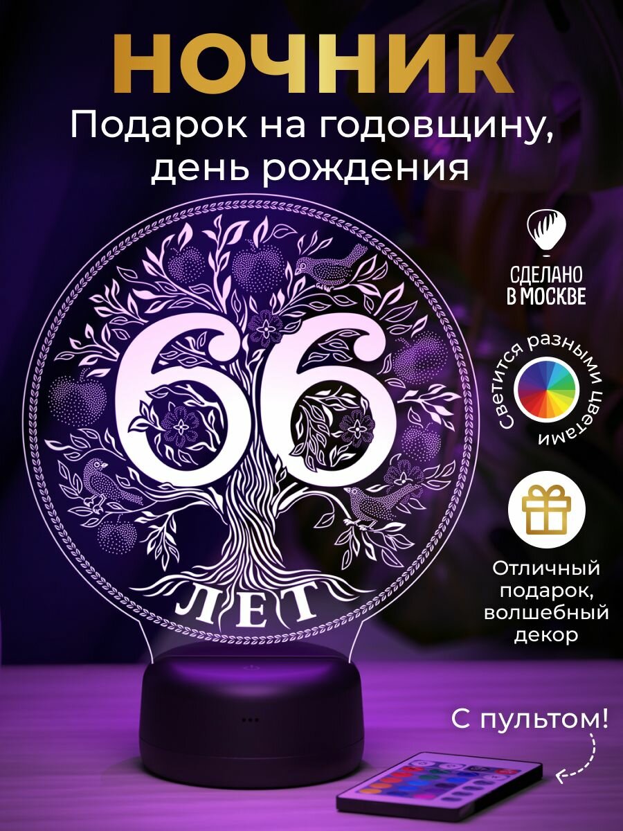 Ночник - подарок на дату 66 лет
