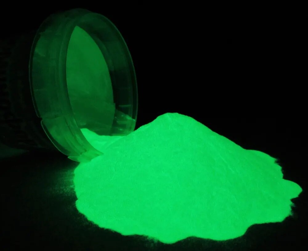 фото Люминофор (Фотолюминесцентный пигмент), цвет Зелёный, свечение Зелёное, 100 гр.