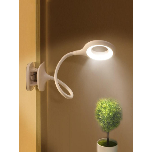 Гибкая кольцевая лампа на прищепке с тремя типами свечения, белая