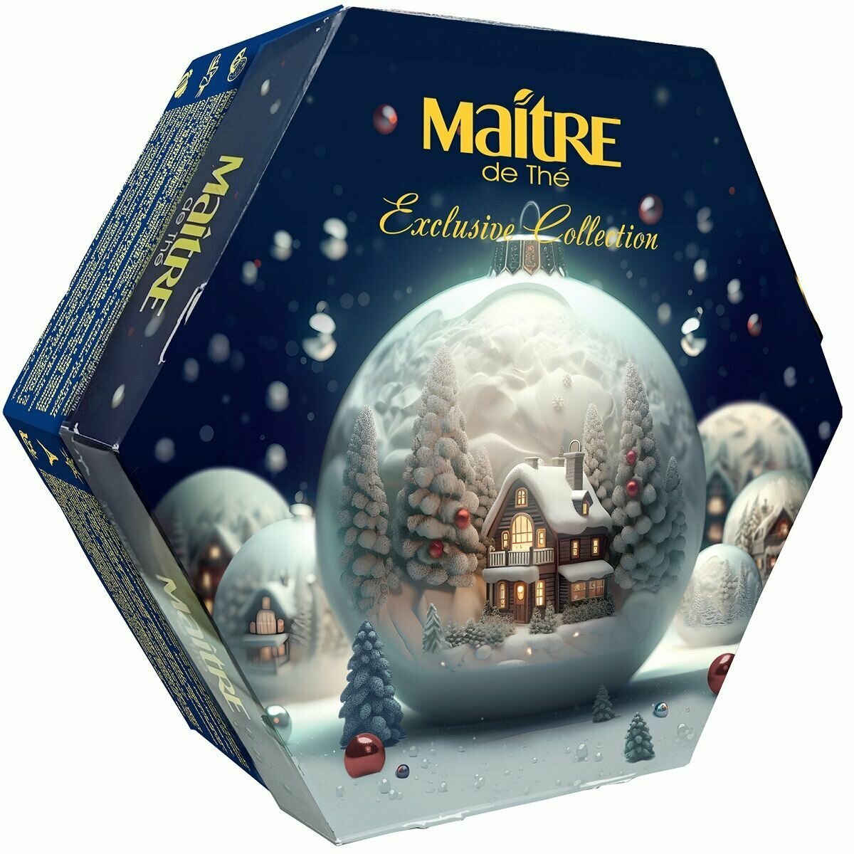 Набор чая в пакетиках ассорти Maitre de The "Эксклюзивная коллекция, новогодний Белый шар", 120 г, 60 шт подарочная упаковка мэтр - фотография № 1