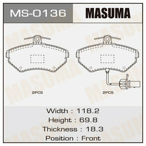 Masuma колодки тормозные передние ms0136