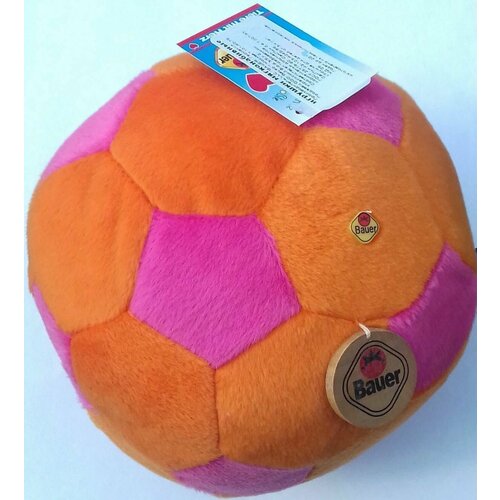 фото Игрушка мягкая, футбольный мяч мягконабивная желто-сиреневая диаметр 15см германия bauer