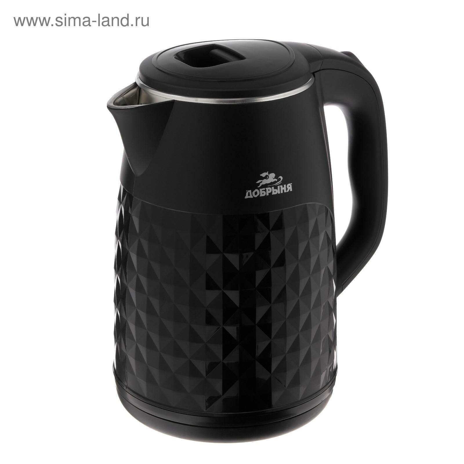 Чайник электрический DO-1237B, пластик, колба металл, 2.8 л, 2200 Вт, чёрный