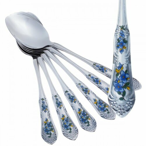 Набор столовых приборов, чайные ложки - 6шт - Цветы