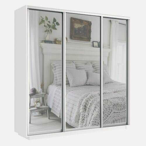 Изображение товара Шкаф-купе Экспресс 2,4 3 зеркала Белый снег глубина 45 см