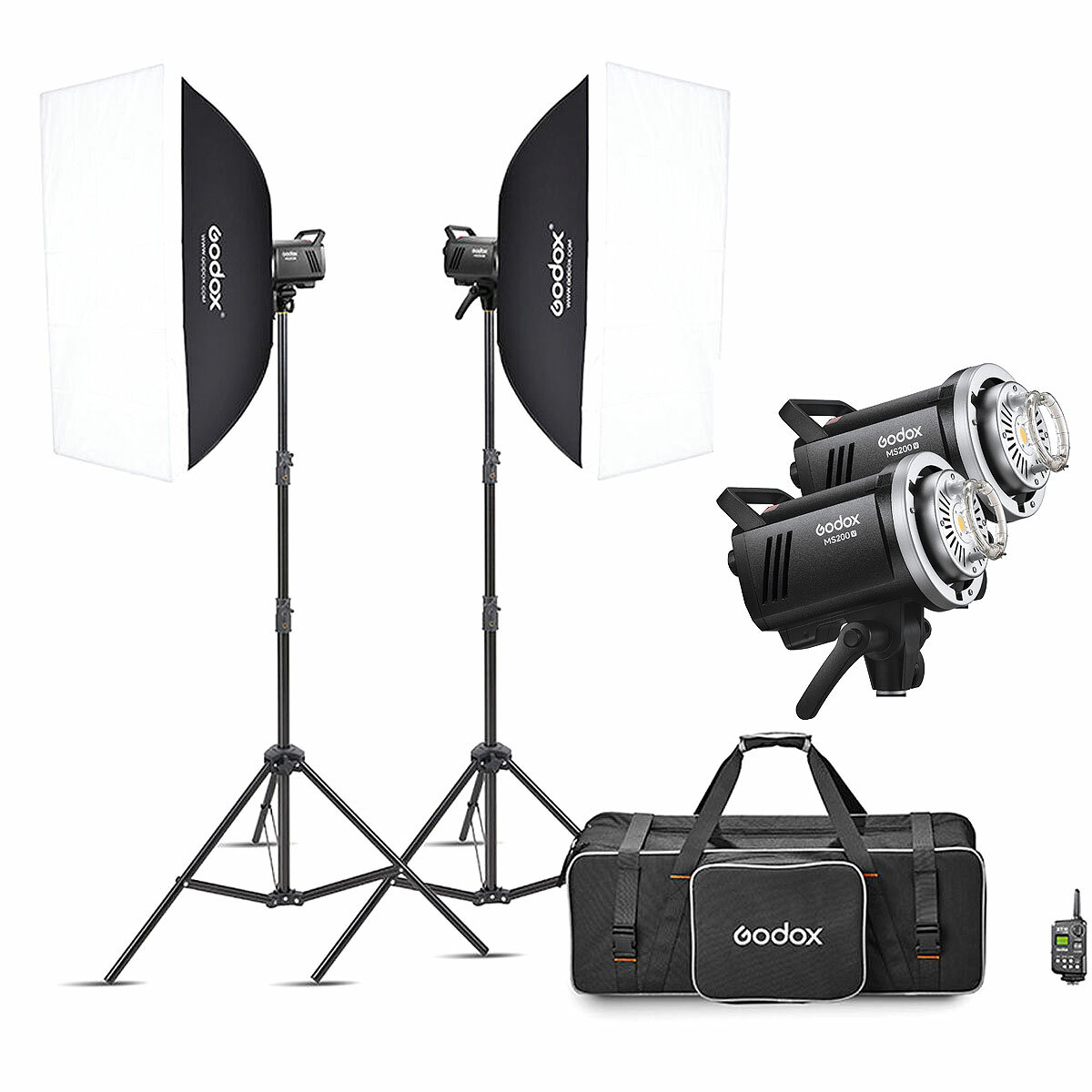 Комплект освещения Godox MS200V-F, 2шт, стойка, софтбокс, сумка