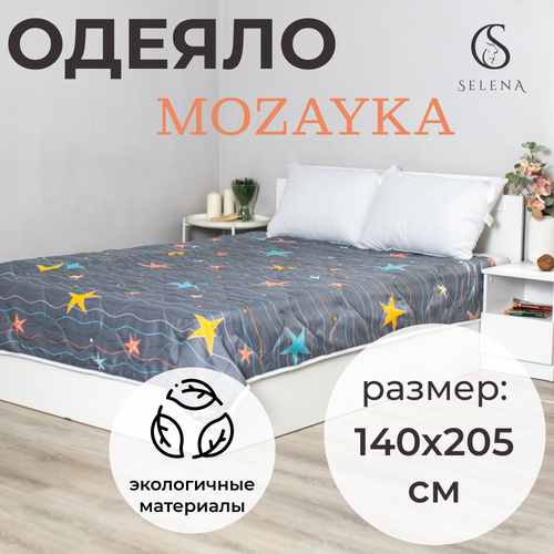 Одеяло SELENA Mozayka облегченное, с наполнителем Микроволокно, 140 х 205 см белый, размер 1.5, спальный