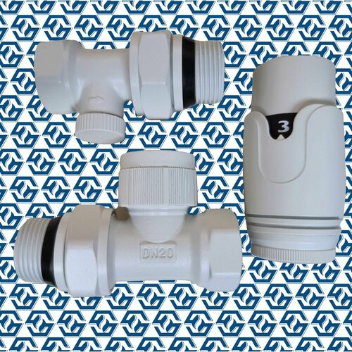 Комплект проходной HS Deluxe DN20 ВН34 x НР34 с термостатической головой RAL 9016 7425₽