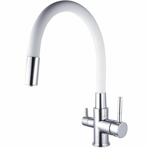 Гибкий смеситель для кухни с подключением фильтра питьевой воды Maxonor PURE LIFE PL4461-1/8 Хром / Белый
