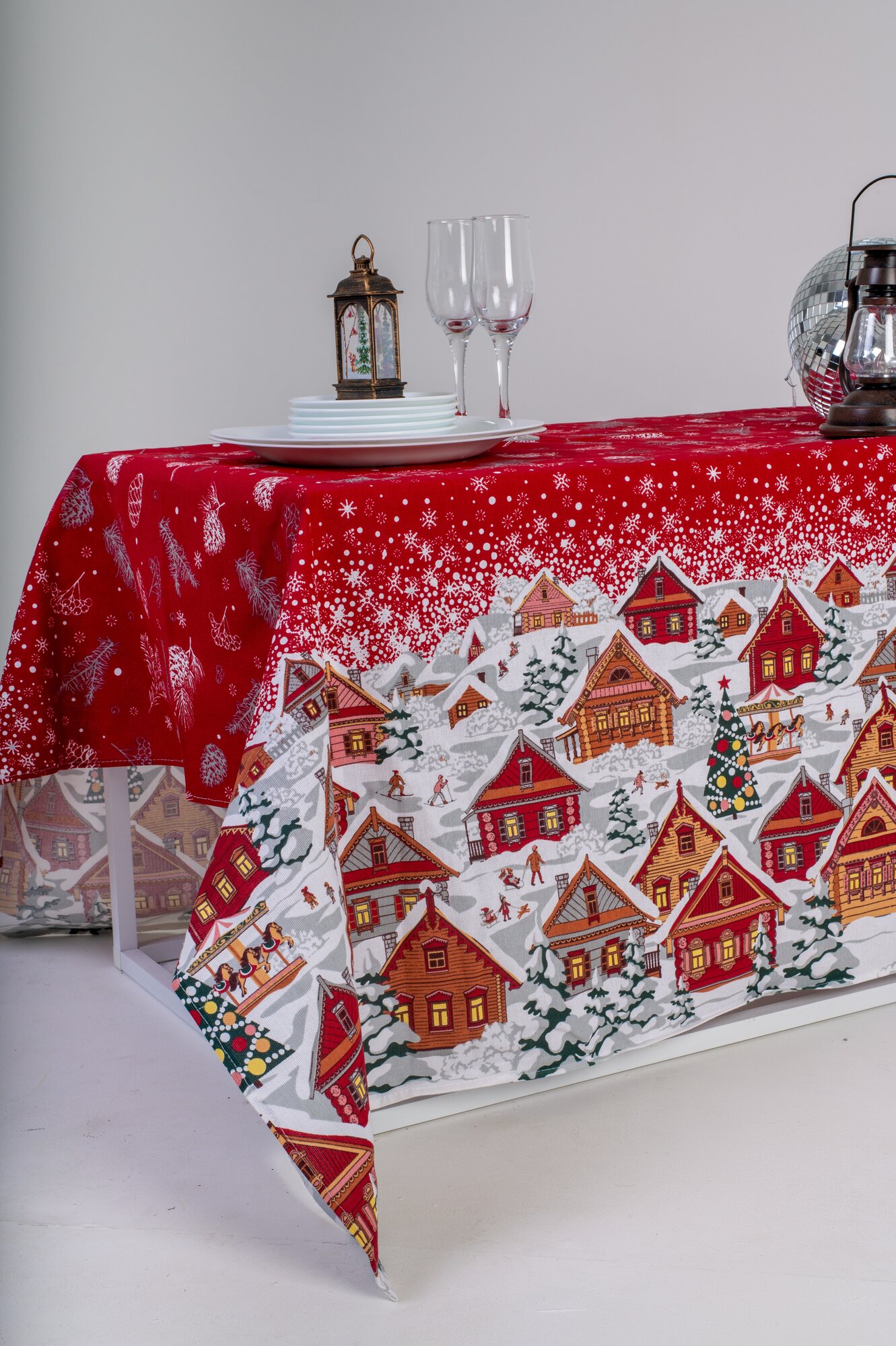 Скатерть из рогожки Alice Textile "Новогодняя ночь", хлопок, 150х145 см, новый год 2025