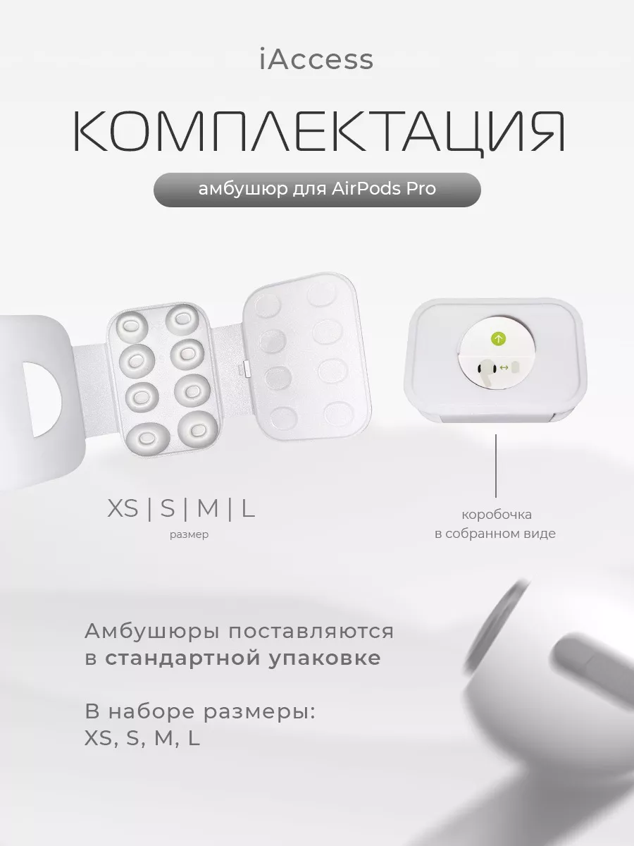 Амбушюры для наушников AirPods Pro 1, 2 (4 размера XS, S, M, L) Вкладыши для Эир подс, Накладки на AirPods — фото 1