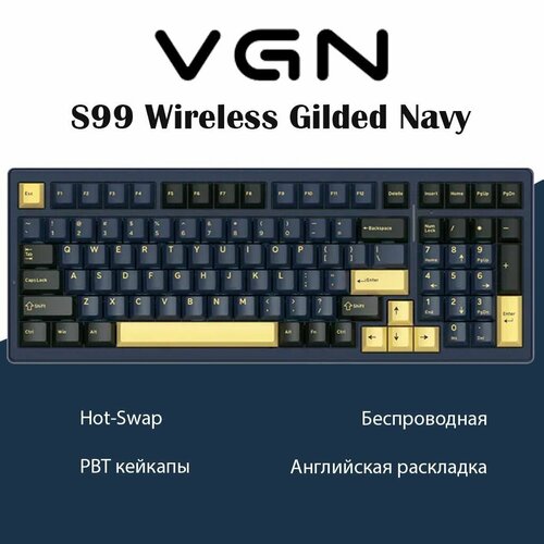 Механическая клавиатура VGN S99 Wireless Gilded Navy черныйжелтыйсиний Bluetooth 16990₽