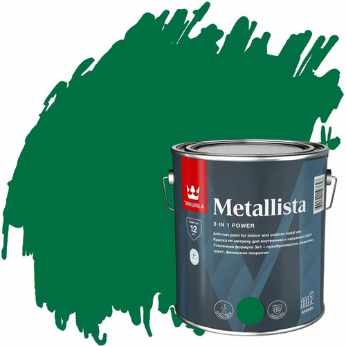 фото Краска по металлу и ржавчине tikkurila metallista глянцевая (2,3л) зеленый