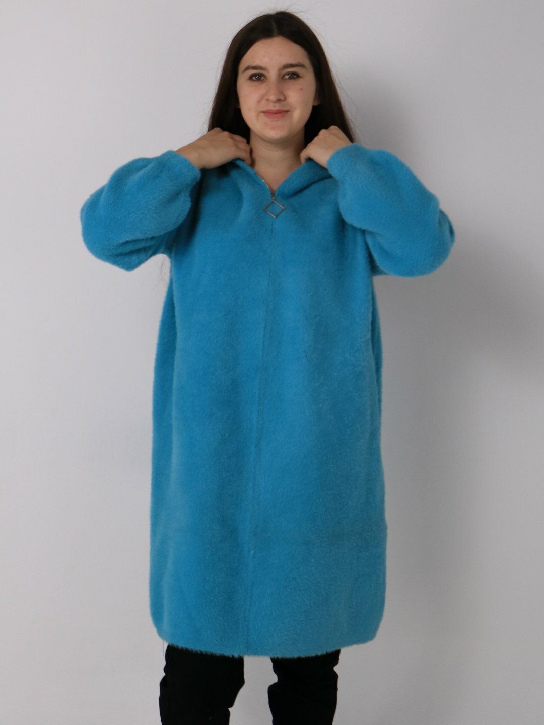 Пальто, размер One Size, лазурный — фото 1