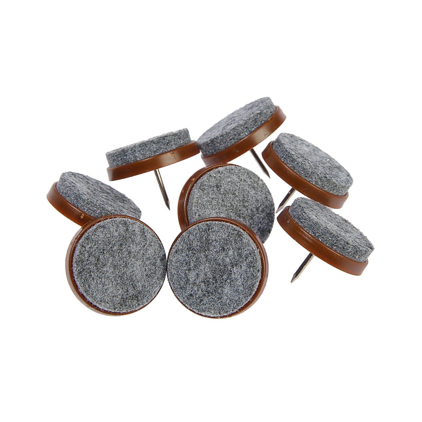 Накладка мебельная круглая тундра пластик фетр d=28 мм 8 шт цвет коричневый