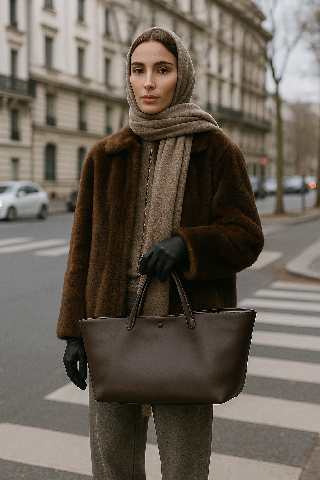 Сумка тоут , фактура матовая, гладкая, кофейный — фото 1