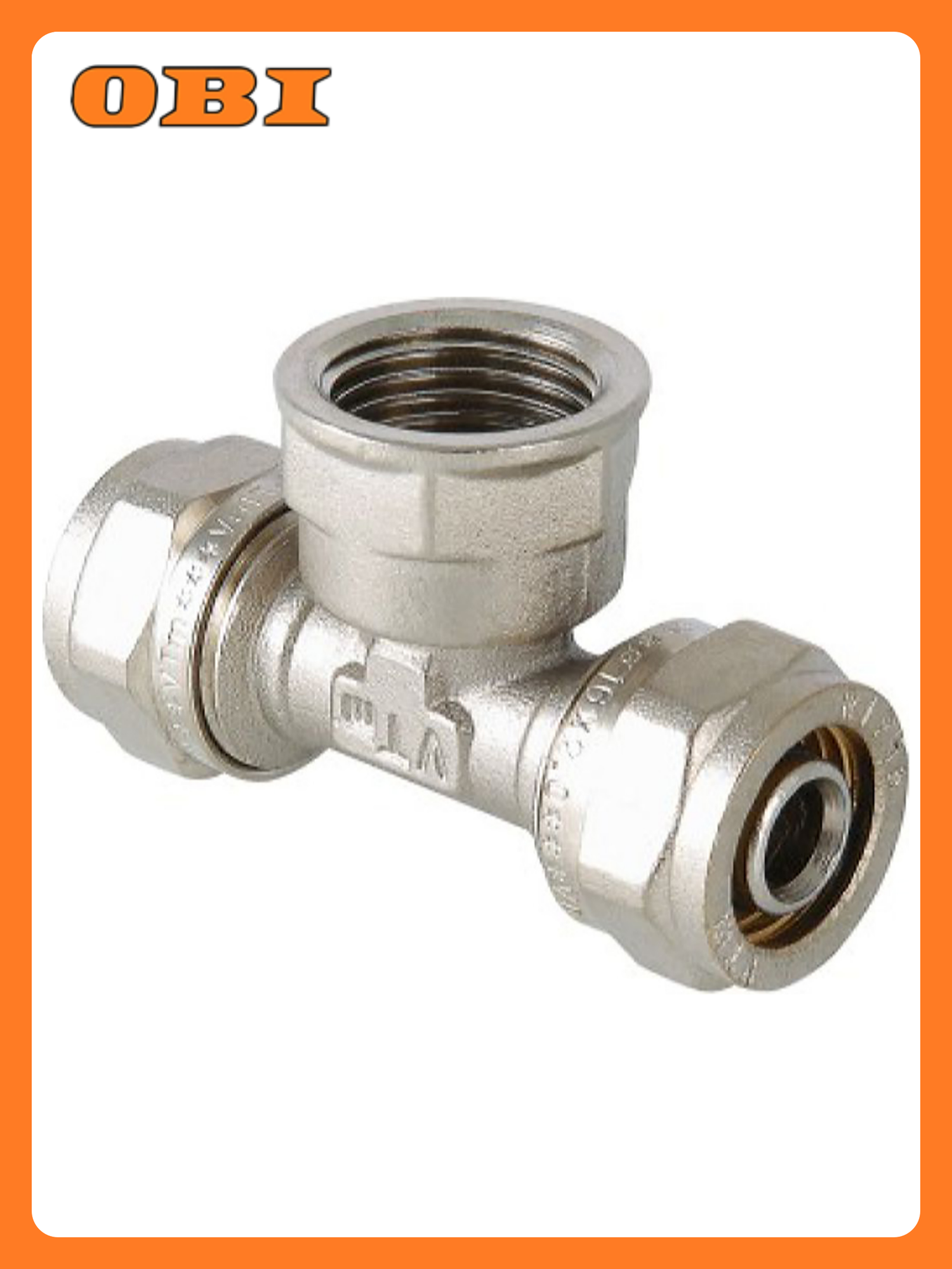 Тройник VALTEC VTm.332. N латунь никелированный металлопластик 1/2