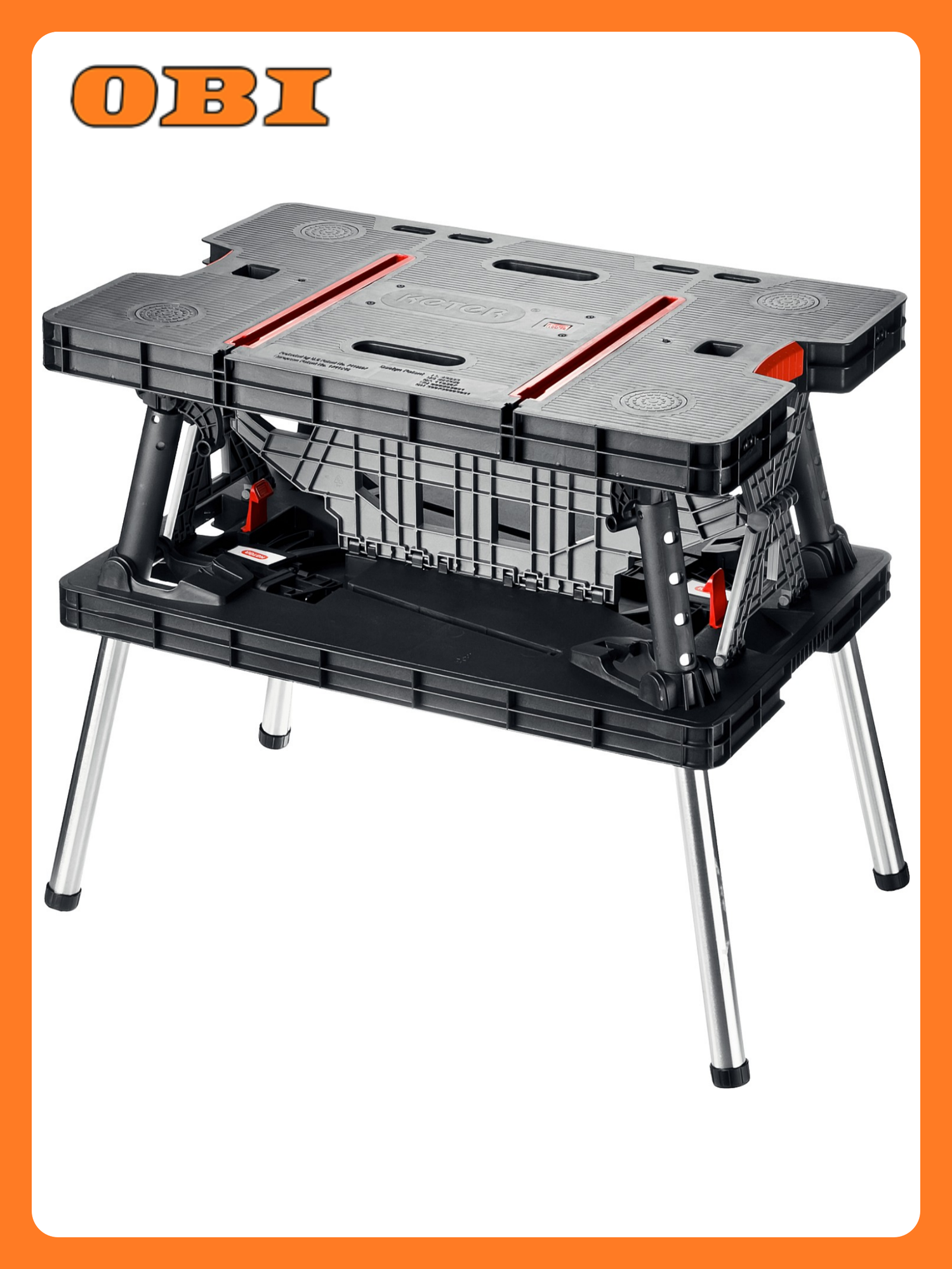 Верстак столярный Keter Folding Work Table 17182239 складной черный полипропилен 85х55х75 см