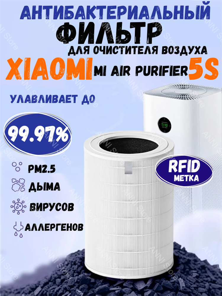 ANNI Антибактериальный фильтр для очистителя воздуха Xiaomi Mi Air Purifier 5S белый