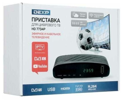 Приставка для цифрового ТВ DEXP HD 7734P черный