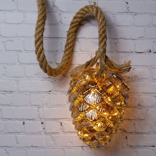 фото Kaemingk Подвесной светильник на канате Mist Bosse 21*15 см, 15 теплых белых LED ламп, на батарейках, стекло 485695