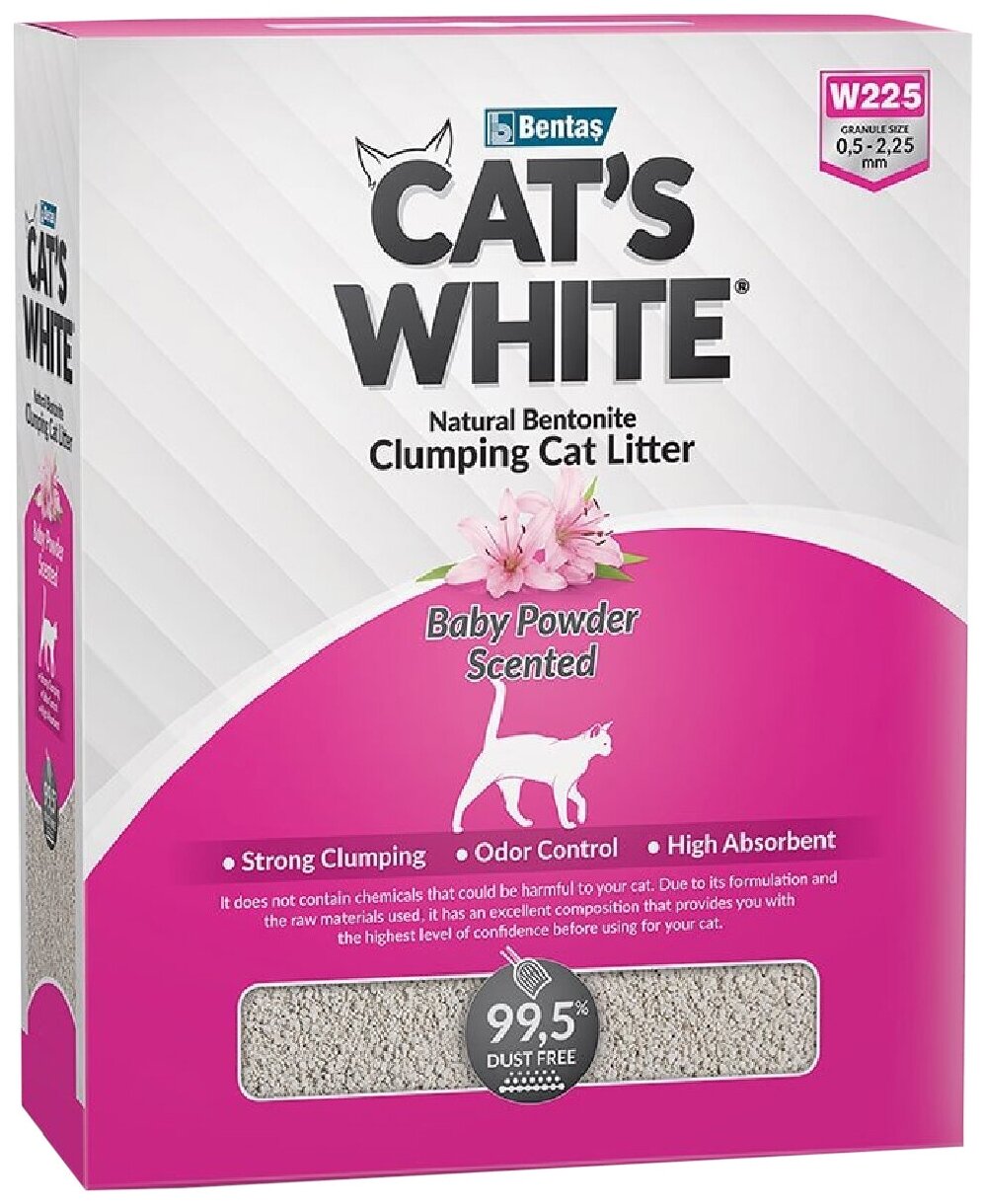 Комкующийся наполнитель Cat's White BOX Premium Baby Powder с ароматом детской присыпки для кошачьего туалета (6л) - фотография № 9
