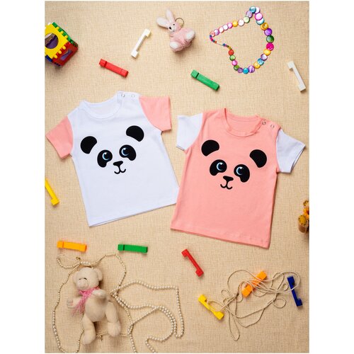 Футболка Chic Panda, размер 98, коралловый футболка chic panda размер 74 фиолетовый