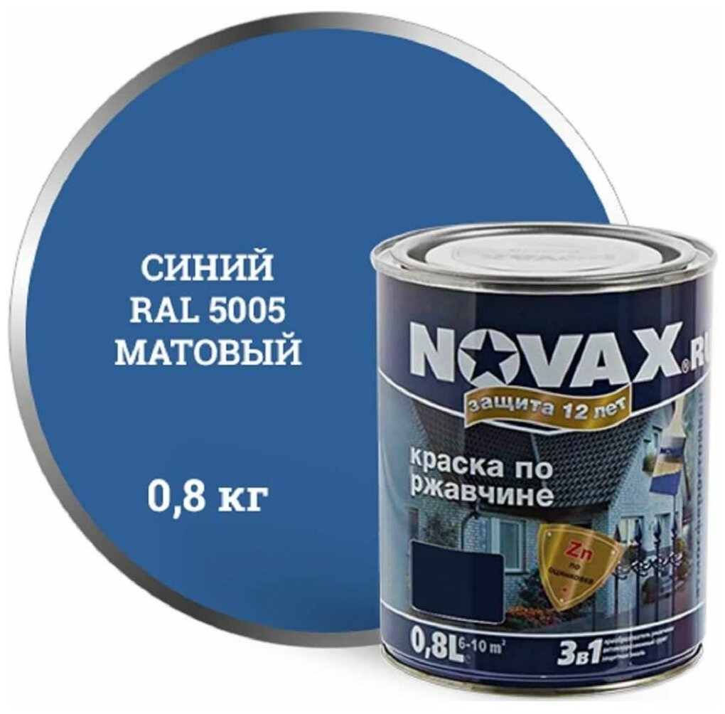 Goodhim Грунт Эмаль 3в1 novax синий RAL 5005 матовая, 0,8 л. 39719