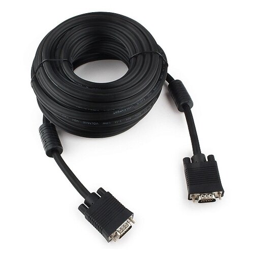 фото Gembird cablexpert cc-ppvga-10m-b, кабель vga premium , 15m 15m, 10м, черный, тройной экран, феррит.кольца