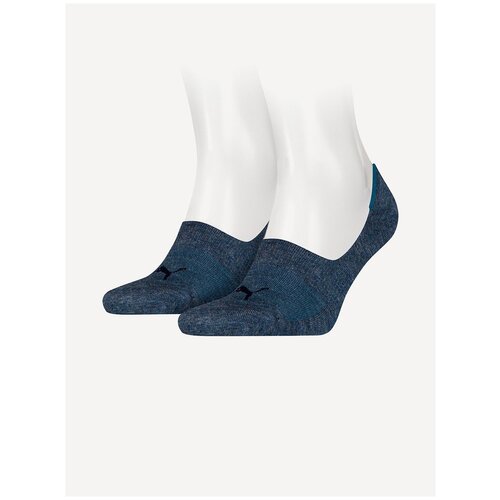 Носки PUMA Footie, 2 пары, размер 39-42, голубой, серый, синий