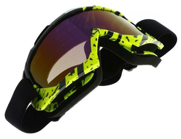 TORSO Очки-маска для езды на мототехнике стекло сине-фиолетовый хамелеон черно-желтые ОМ-24
