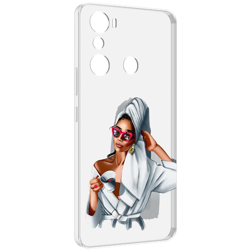 Чехол MyPads Девушка в белом халате женский для Infinix Hot 20i задняя-панель-накладка-бампер