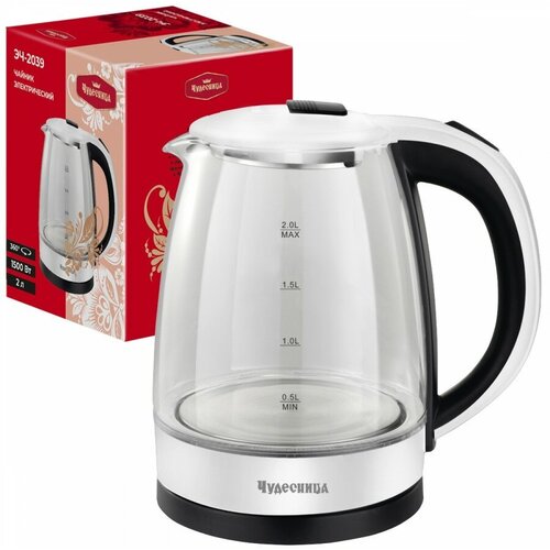Чайник электр Чудесница ЭЧ-2039 диск 18л 15кВт стеклопластик белыйчерный арт 838628 253100₽