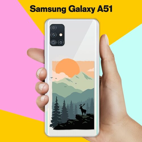 Силиконовый чехол Горы и лес на Samsung Galaxy A51 пластиковый чехол енот и лес на samsung galaxy note 4 самсунг галакси нот 4
