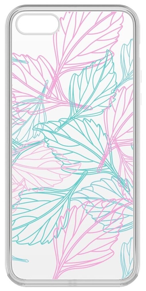 Чехол-накладка Krutoff Clear Case Листья паттерн для iPhone 5/5s