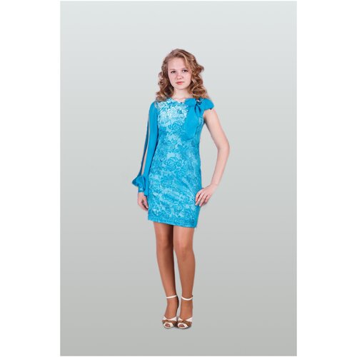 Платье Azzarti, флористический принт, размер 36/146, голубой